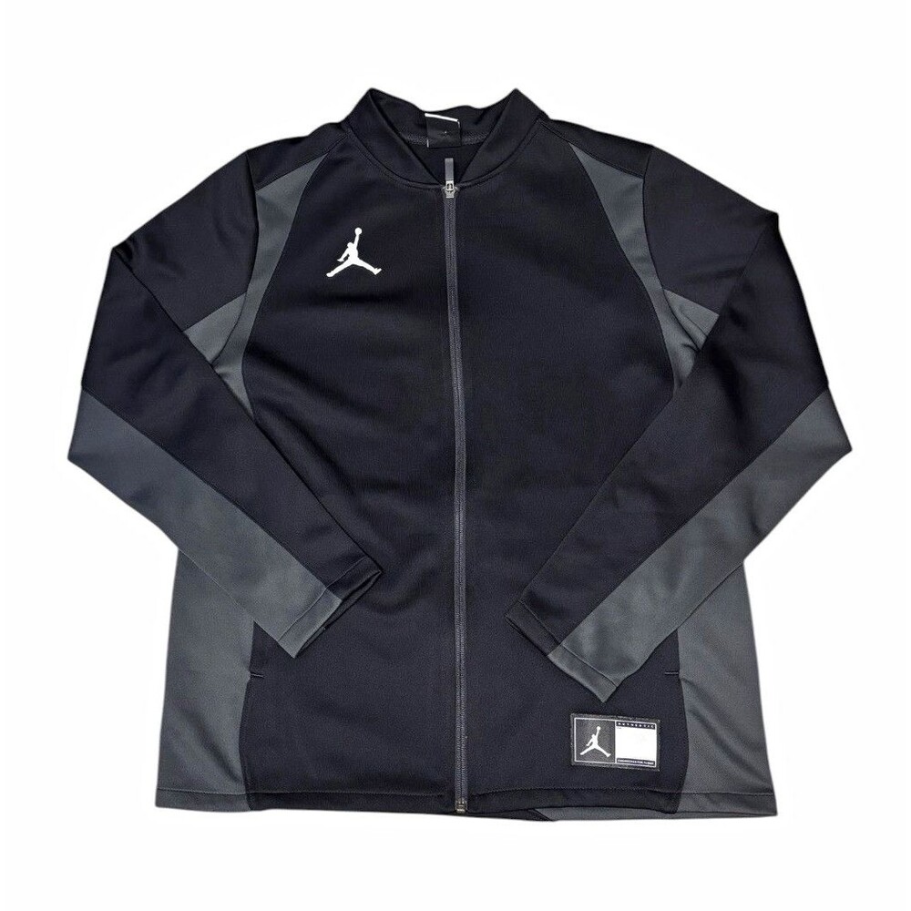 Nike Air Jordan Flight Team Dri-FIT Knit Track Jacket Mens Large Black Grey